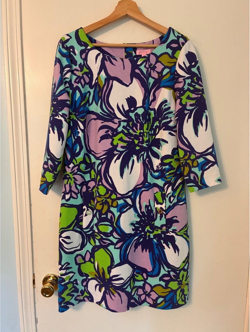 Floral Shift Dress in Purple & Green - Women